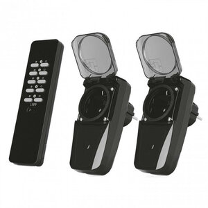 Slimme tussenstekker voor tuinset met spatwaterdichte schakelaars tot 2500 watt geschikt voor vijverpomp en buitenverlichting