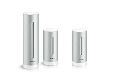 Weerstation voor binnen en buiten met extra binnenmodule app bediening draadloos meet temperatuur luchtvochtigheid CO2 en luchtdruk wit kunststof