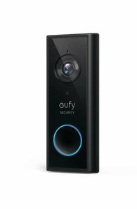 Deurbel uitbreiding voor Eufy Homebase 2 en 3 met 2K HD beeld en AES 256 encryptie batterij of bedraad muurbevestiging zwart kunststof IP65 waterdicht