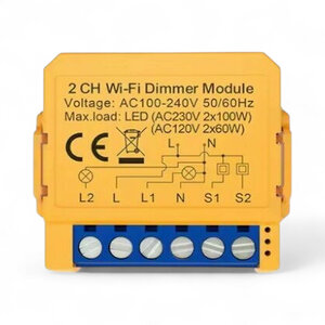 Slimme inbouw dimmer module voor LED verlichting met 2 keer 100 watt belasting en app bediening