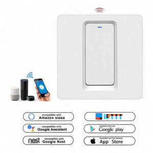 WiFi Lichtschakelaar voor inbouw met 1 knop werkt met Alexa Google Home en Tuya app