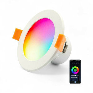 Wifi inbouwspot voor slimme verlichting met RGB en instelbare wittonen 7 watt 90 millimeter inbouwmaat