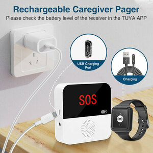 SOS Alarmset voor ouderen binnenshuis met WiFi systeem en extern display voor noodmelding