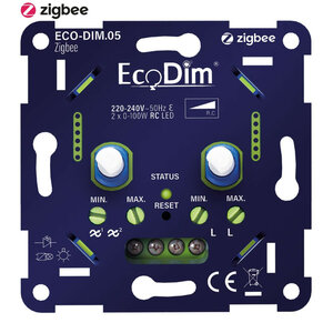Smart rotary dimmer voor Zigbee systemen met dubbele kanaalbediening en inbouw montage geschikt voor led en halogeen lampen