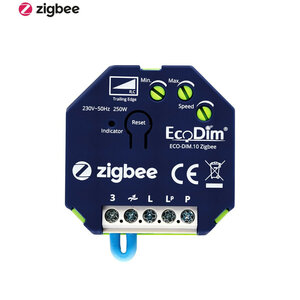Inbouw dimmer voor Zigbee systeem met platte behuizing geschikt voor ledlampen tot 250 watt en compatibel met Philips Hue