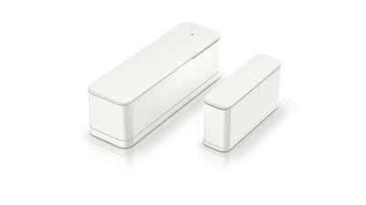 Deur raam sensor voor smart home systeem met trilling detectie en ge&iuml;ntegreerde knop