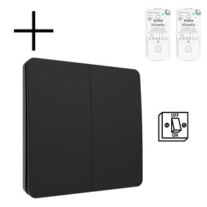 Draadloze wandschakelaar voor verlichting met kinetische voeding en RF 433 MHz communicatie
