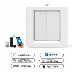 Slimme Zigbee 2-voudige inbouw schakelaar voor bestaande schakelaars met controleverlichting en app bediening (wit)