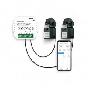 Energiemeter met 2 klemmen, WiFi 2.4GHz en 80A voor zonnepanelen (wit)