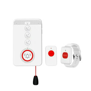 SOS Alarmset binnenhuis met 4G-simkaart, intercomfunctie en waterdichte IP65-knop (wit)
