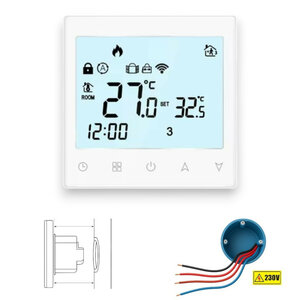 Inbouw WiFi thermostaat met touchscreen en programmeerbaar schema wit