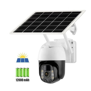 Beveiligingscamera buiten met zonnepaneel en 3MP PTZ kleurennachtzicht Wit
