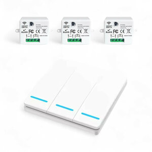 Draadloze schakelaar met RF 433 MHz en 3 knoppen, inclusief ontvanger 10A (wit)