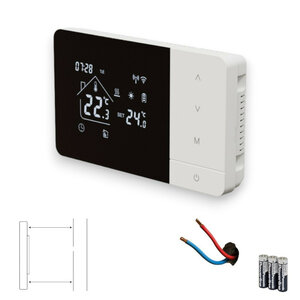 Slimme thermostaat voor cv met wifi, touchscreen, opbouwmontage en USB- of batterijvoeding