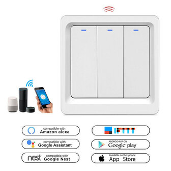 Slimme WiFi Drukknopschakelaar voor Inbouw met Tuya Smart Life Integratie en Spraakbediening Wit