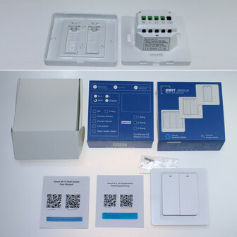 Slimme Zigbee Lichtschakelaar voor inbouw met 2 knoppen wit kunststof en Zigbee Hub vereist voor smart home bediening