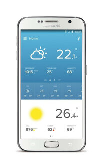 Weerstation voor binnen en buiten met extra binnenmodule app bediening draadloos meet temperatuur luchtvochtigheid CO2 en luchtdruk wit kunststof