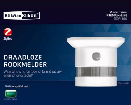 Rookmelder voor draadloos gebruik met KlikAanKlikUit systeem en lage kans op vals alarm