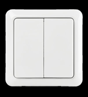 Draadloze dubbele wandschakelaar voor KlikAanKlikUit systeem met bediening zonder stroomaansluiting