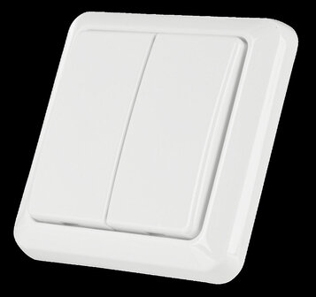 Draadloze dubbele wandschakelaar voor KlikAanKlikUit systeem met bediening zonder stroomaansluiting