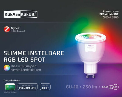 KAKU kleur led spot voor Zigbee systeem met 167 miljoen kleuren en GU10 fitting