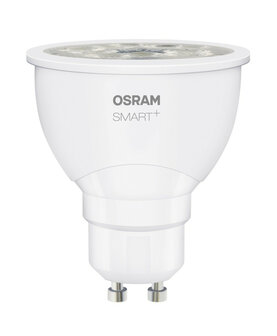 Led spot voor slimme verlichting met app bediening en kleuren dimbaar systeem ZigBee wit kunststof GU10 binnengebruik