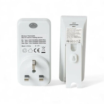 Stekker thermostaat voor verwarming en airco met afstandsbediening en kinderslot
