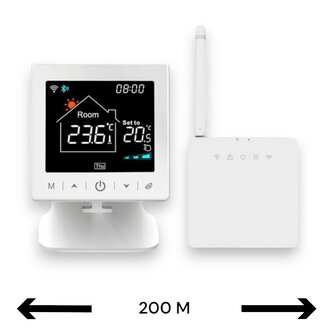 Draadloze Wifi thermostaat voor C V installatie met tiptoetsbediening en nauwkeurige temperatuurregeling