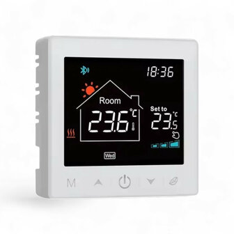 Draadloze Wifi thermostaat voor C V installatie met tiptoetsbediening en nauwkeurige temperatuurregeling