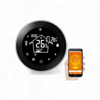 Inbouw thermostaat voor elektrische vloerverwarming met touchscreen en wifi bediening