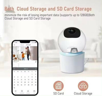 Camera voor babyzorg met cry detection nachtzicht pan tilt en lullaby playback