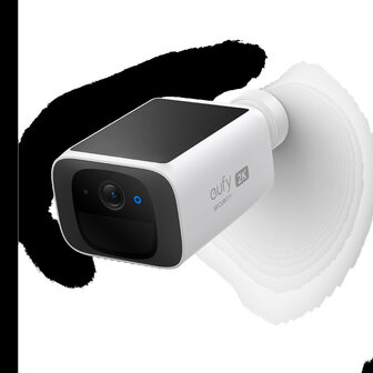 Buitencamera voor bewaking met zonnepaneel en 2K beeldresolutie wit