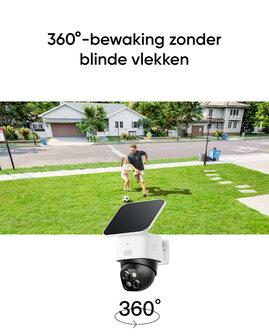 Camera voor buiten met pan tilt functie dubbele lenzen en bewegingsdetectie wit plastic geschikt voor muur en plafond montage