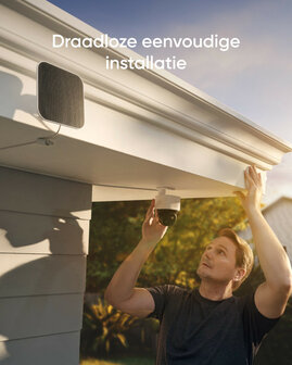 Camera voor buiten met pan tilt functie dubbele lenzen en bewegingsdetectie wit plastic geschikt voor muur en plafond montage