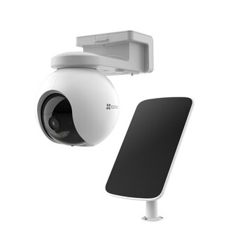 Camera voor buiten met batterij en zonnepaneel draaibaar en kantelbaar 4 megapixels wit kunststof IP65