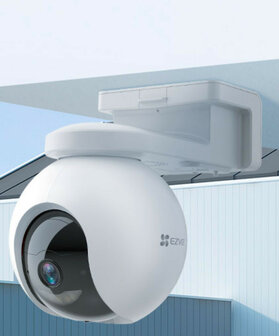 Camera voor buiten met batterij en zonnepaneel draaibaar en kantelbaar 4 megapixels wit kunststof IP65