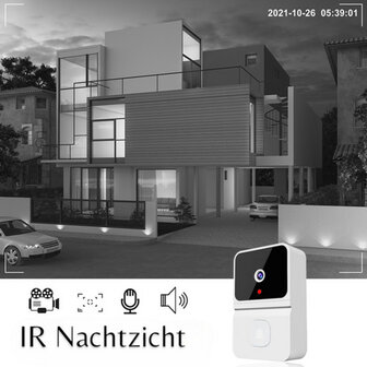 Deurbel camera voor binnen en buiten met 1280P HD nachtzicht en tweeweg audio bediening via app