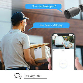 Buitencamera voor draadloze installatie met batterij lange batterijduur en 2K resolutie