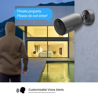 Buitencamera voor draadloze installatie met batterij lange batterijduur en 2K resolutie