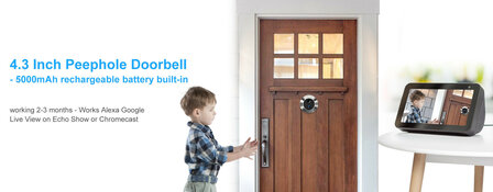 Digitale deurspion voor deuren 35 tot 150 millimeter met 3MP camera nachtzicht en WiFi verbinding