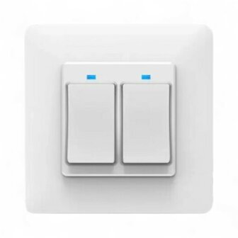 Slimme inbouw schakelaar voor twee knoppen met controleverlichting en app bediening