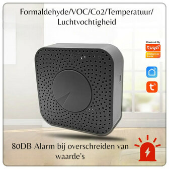 luchtkwaliteitmeter voor binnen met wifi en spraakbediening meet co2 pm25 en tvoc