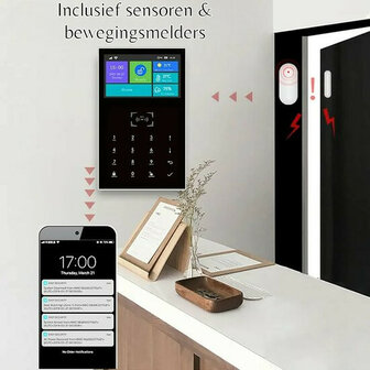 Alarmsysteem voor woning en kantoor met 4G doormelding helder display deur sensor PIR sensor sirene tags afstandsbedieningen