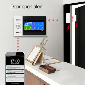 Alarmsysteem voor woningbeveiliging met 4G doormelden en display met SOS knop