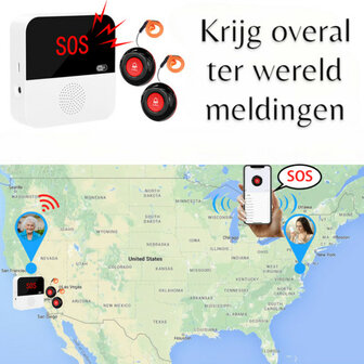 SOS Alarmset voor ouderen met WiFi systeem met visueel en hoorbaar alarm en pagerfunctie