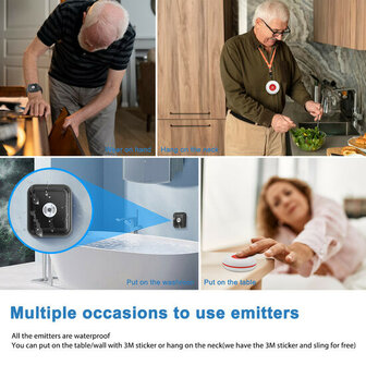 SOS Alarmset voor ouderen binnenshuis met WiFi systeem en extern display voor noodmelding