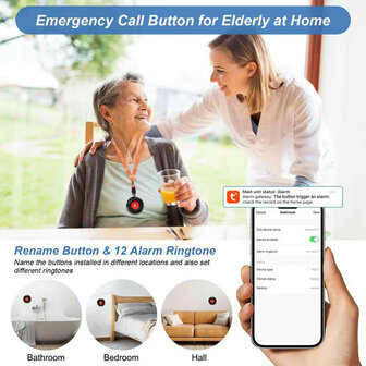 SOS knoppen set voor ouderen met extern display en uitbreidbaar tot zes wearables via wifi verbinding