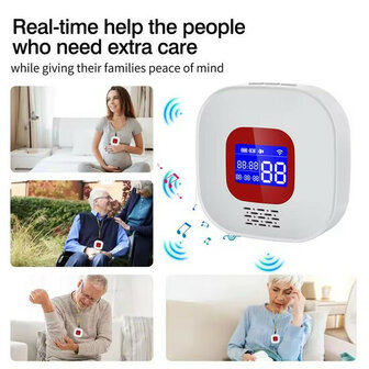 SOS Alarmset voor binnenhuis met 4G simkaart en waterdichte knop met visueel en hoorbaar alarm