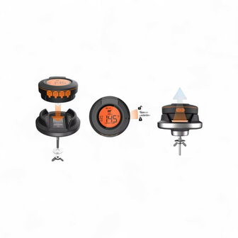 Kamado thermometer voor barbecue met Bluetooth bereik en 2 probes voor dome en kerntemperatuur