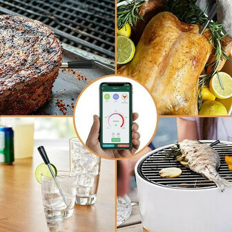 Draadloze BBQ en Grill Thermometer voor interne temperatuurmeting met Bluetooth en 50 meter bereik